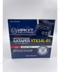 Мото аккумулятор ИРКУТ YTX14L-BS