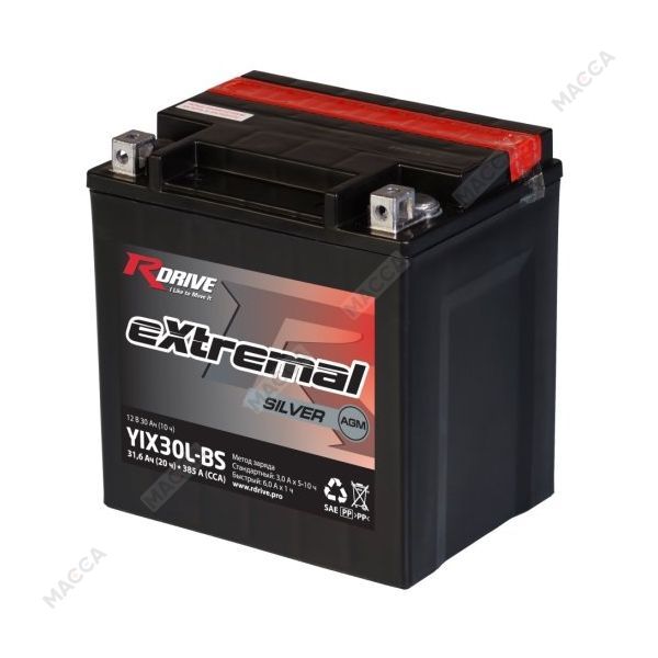 Мотоциклетный аккумулятор RDrive Extremal SILVER YIX30L-BS (SL)