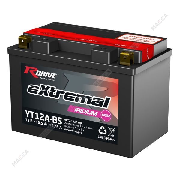 Мотоциклетный Аккумулятор RDRIVE eXtremal Iridium YT12A-BS