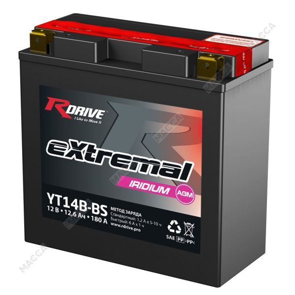 Аккумулятор RDRIVE eXtremal Iridium YT14B-BS