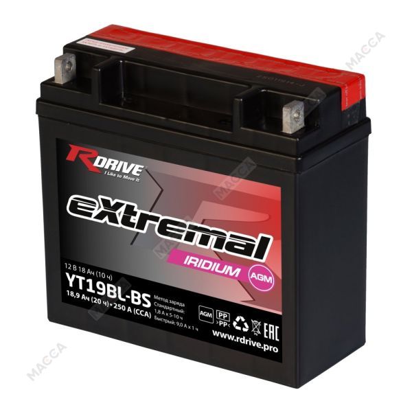 Аккумулятор RDRIVE eXtremal Iridium YT19BL-BS, изображение 11