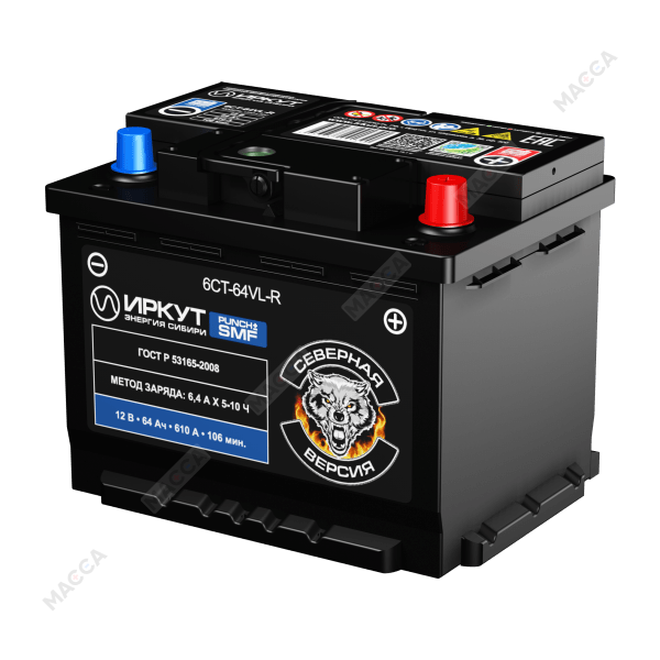 Авто аккумулятор ИРКУТ 6CT-64VL-R (UHD-L2EU)