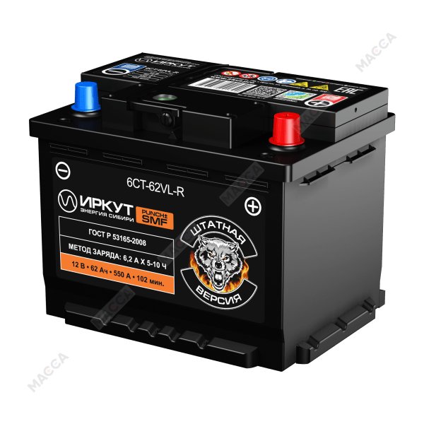 Авто аккумулятор ИРКУТ 6CT-62VL-R (SMF-L2EU)