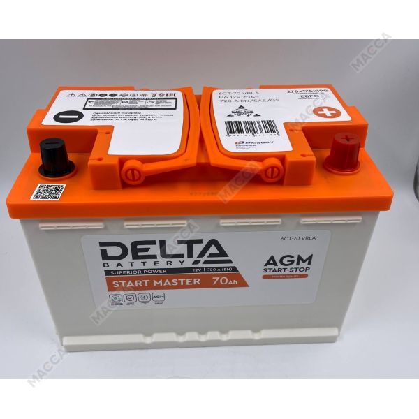 DELTA START MASTER 6CT-70.0  AGM (L3/720EN) Аккумуляторная батарея, изображение 2