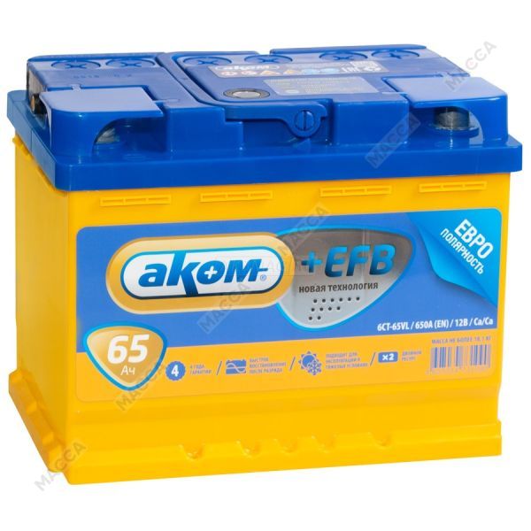 Аккумулятор АКОМ EFB 65R 670A 242x175x190, 4607034731090