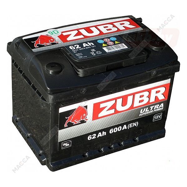Аккумуляторная батарея ZUBR Ultra 62Ah R+ (низкий), изображение 2