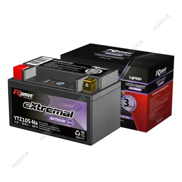 Мотоциклетный аккумулятор RDrive Natrium YTZ10S-Na, изображение 2