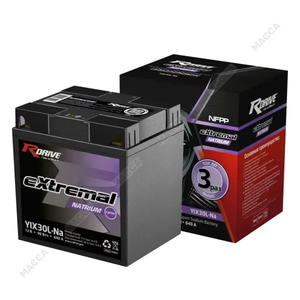 Мотоциклетный аккумулятор RDrive Natrium YIX30L-Na, изображение 3