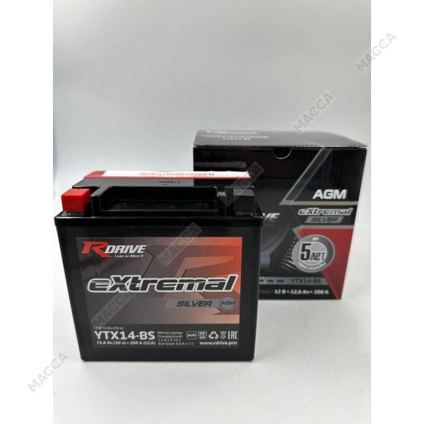 Аккумулятор RDRIVE eXtremal Silver YTX14-BS, изображение 11