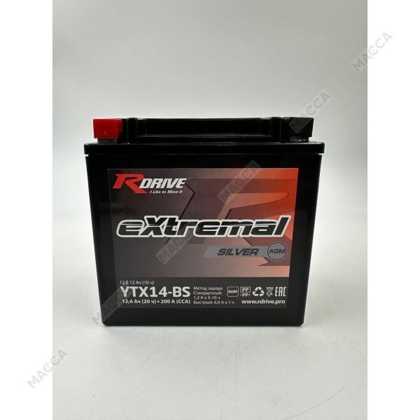 Аккумулятор RDRIVE eXtremal Silver YTX14-BS, изображение 2