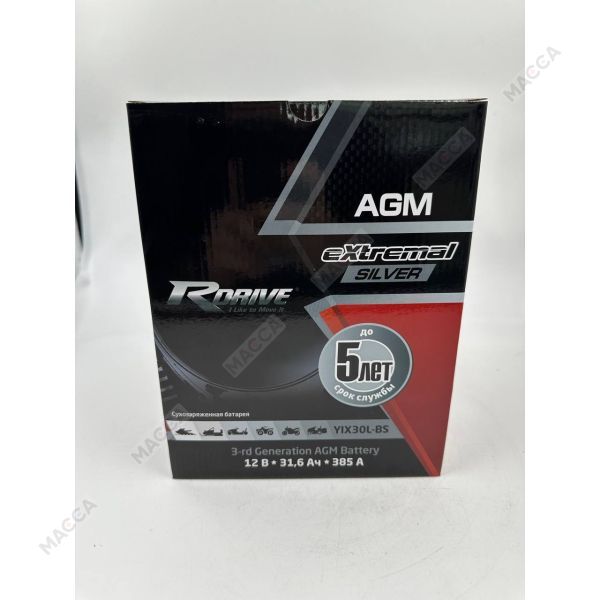 Мотоциклетный аккумулятор RDrive Extremal SILVER YIX30L-BS (SL), изображение 10