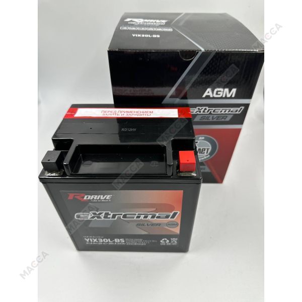 Мотоциклетный аккумулятор RDrive Extremal SILVER YIX30L-BS (SL), изображение 2