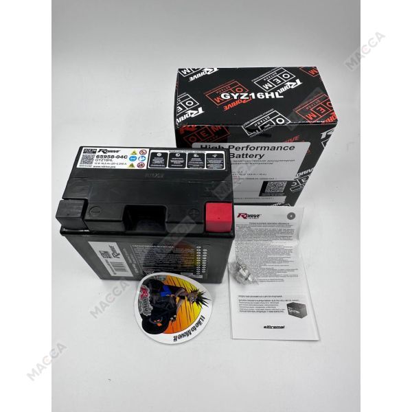 Мотоциклетный аккумулятор RDrive OEM Детали 65958-04C (GYZ16HL), изображение 7