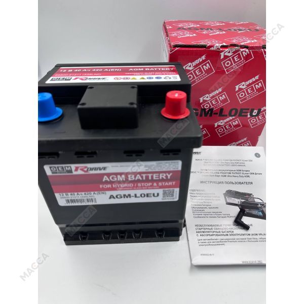 Аккумулятор RDrive OEM AGM-L0EU (28800-21211 / 335LN0 TOYOTA), изображение 2