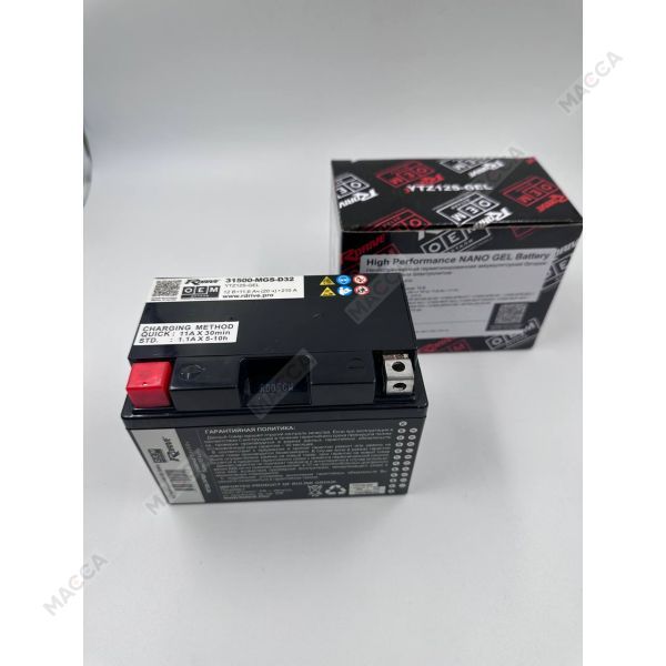Мотоциклетный аккумулятор RDrive OEM Детали 31500-MGS-D32 (YTZ12S-GEL), изображение 5