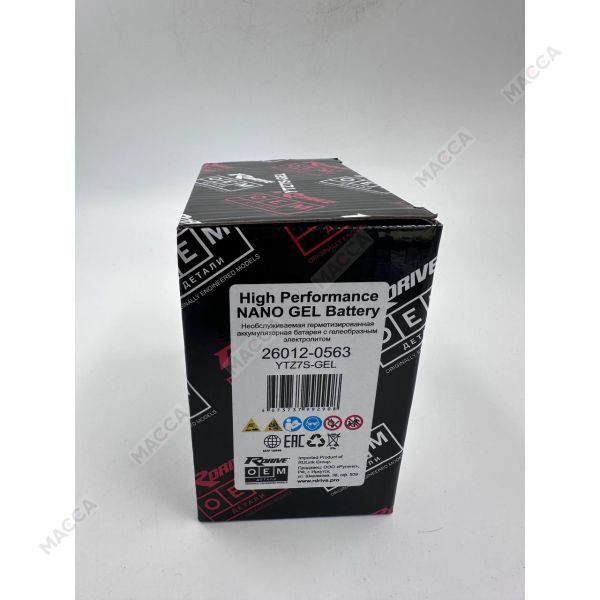 Мотоциклетный аккумулятор RDrive OEM Детали 26012-0563 (YTZ7S-GEL), изображение 5